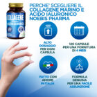 Infografica Collagene Marino e Acido Ialuronico Noebis Pharma con informazioni sulla formula
