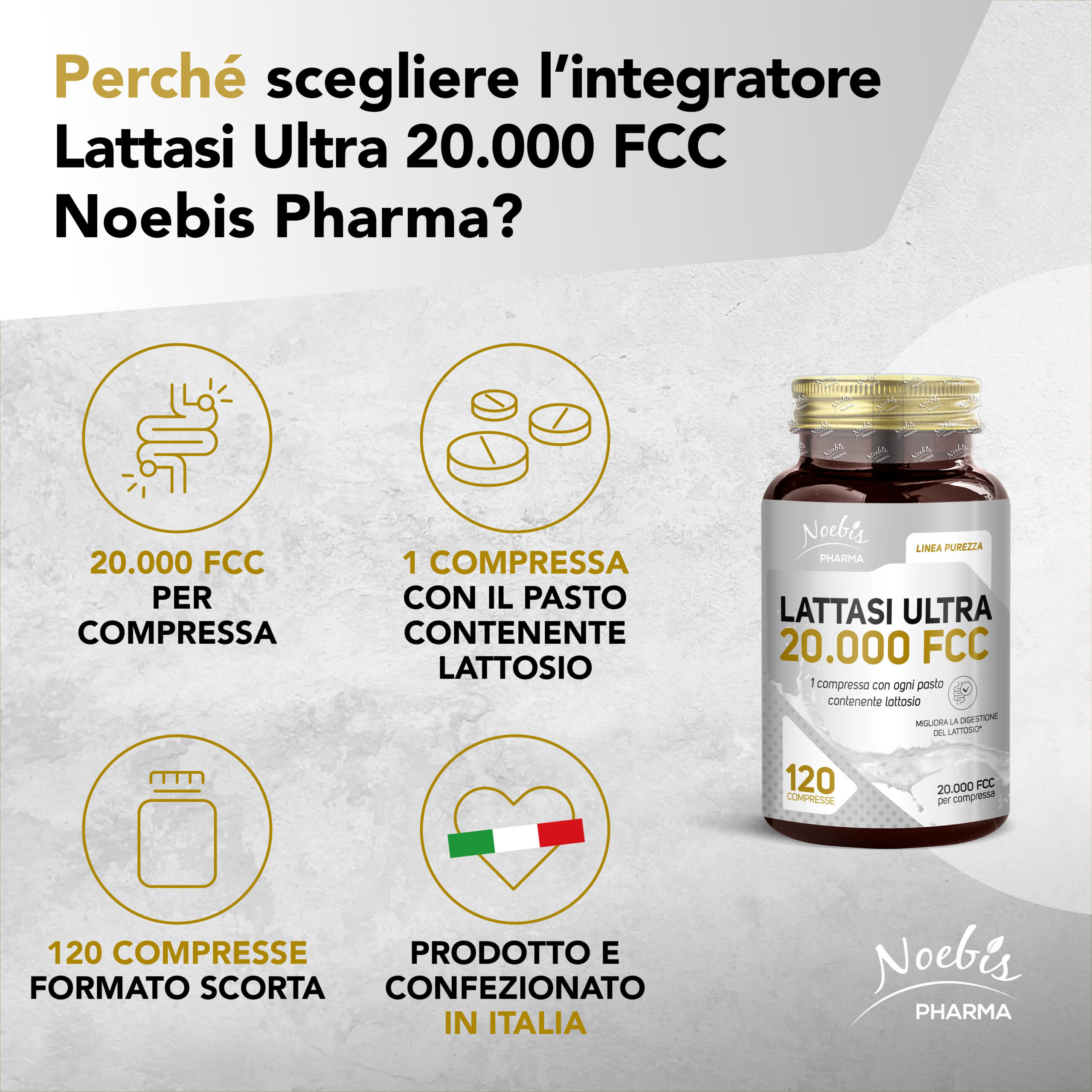 Lattasi Ultra 20.000 FCC ALU – 120 compresse, Noebis Pharma