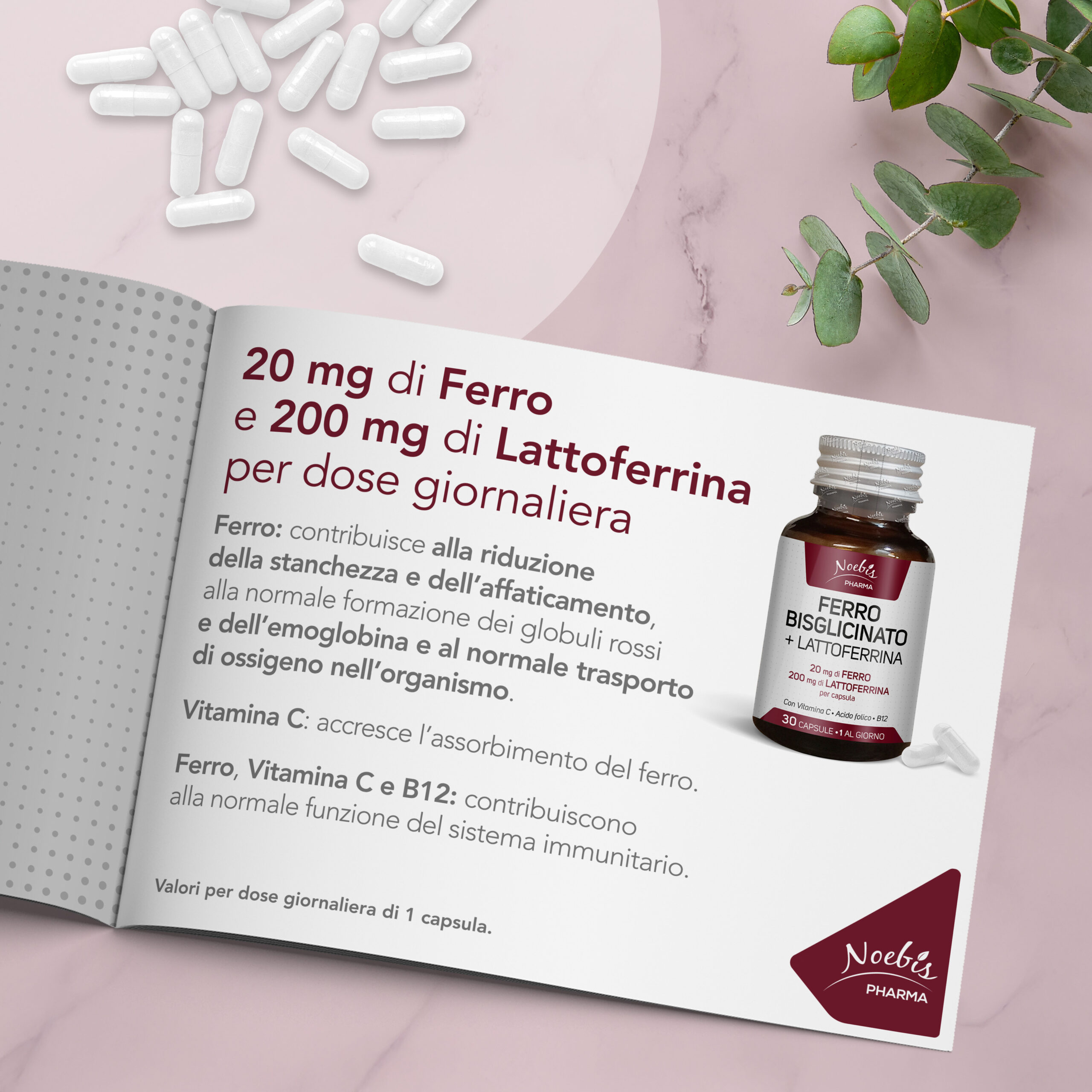 Ferro Bisglicinato 20 mg + Lattoferrina 200 mg – 30 capsule, Noebis Pharma