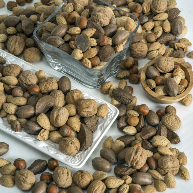 Selezione di frutta secca a guscio, tra cui noci del Brasile fonte di selenio