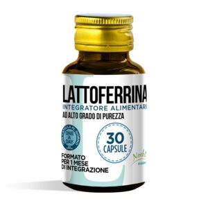 Noebis Pharma - Prodotti Naturali 9 Lattoferrina 200 mg Noebis Pharma, flacone da 30 capsule visto di fronte