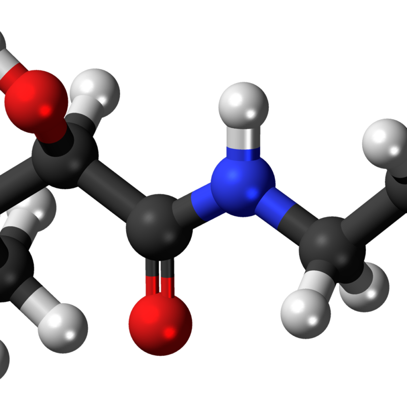 Modello tridimensionale della molecola di acido pantotenico, vitamina B5, con atomi di carbonio ossigeno azoto e idrogeno