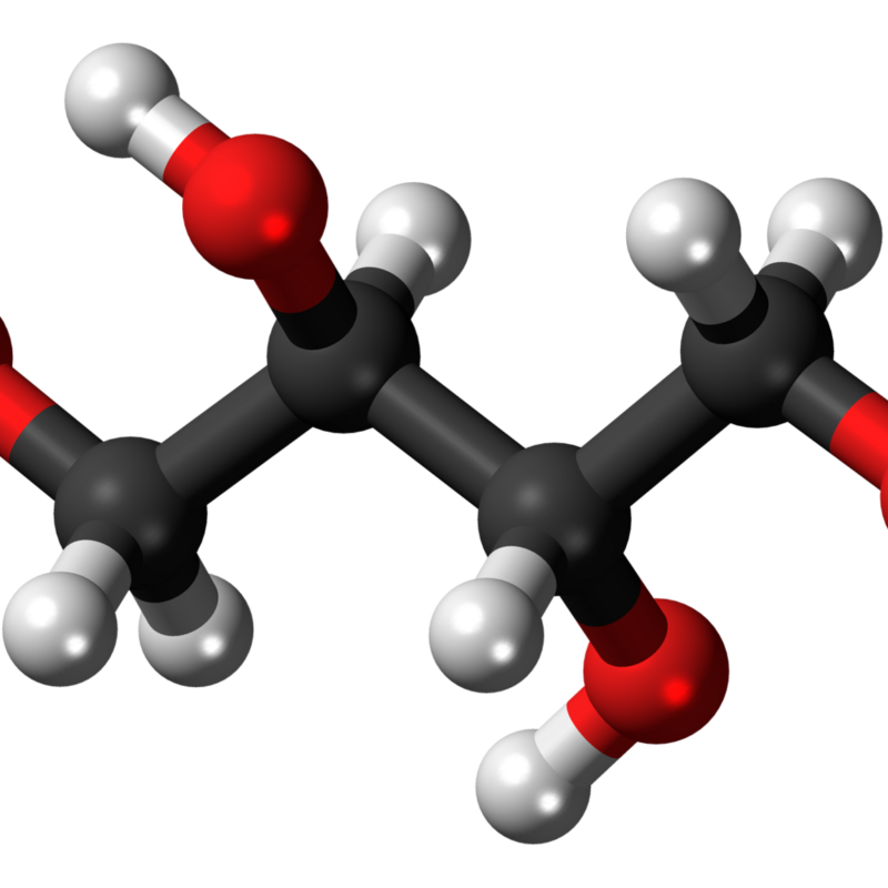 Modello tridimensionale a sfere e bastoncini della molecola di eritritolo