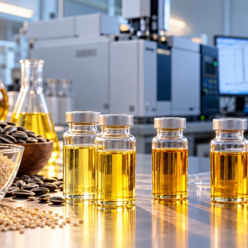 Campioni di oli vegetali, semi oleaginosi e analisi dei contaminanti 3-MCPD e glicidil esteri in laboratorio