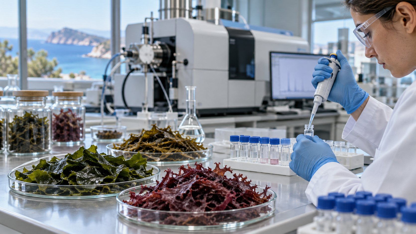 Alghe marine essiccate e laboratorio strumentale per analisi delle specie di arsenico negli ingredienti alimentari