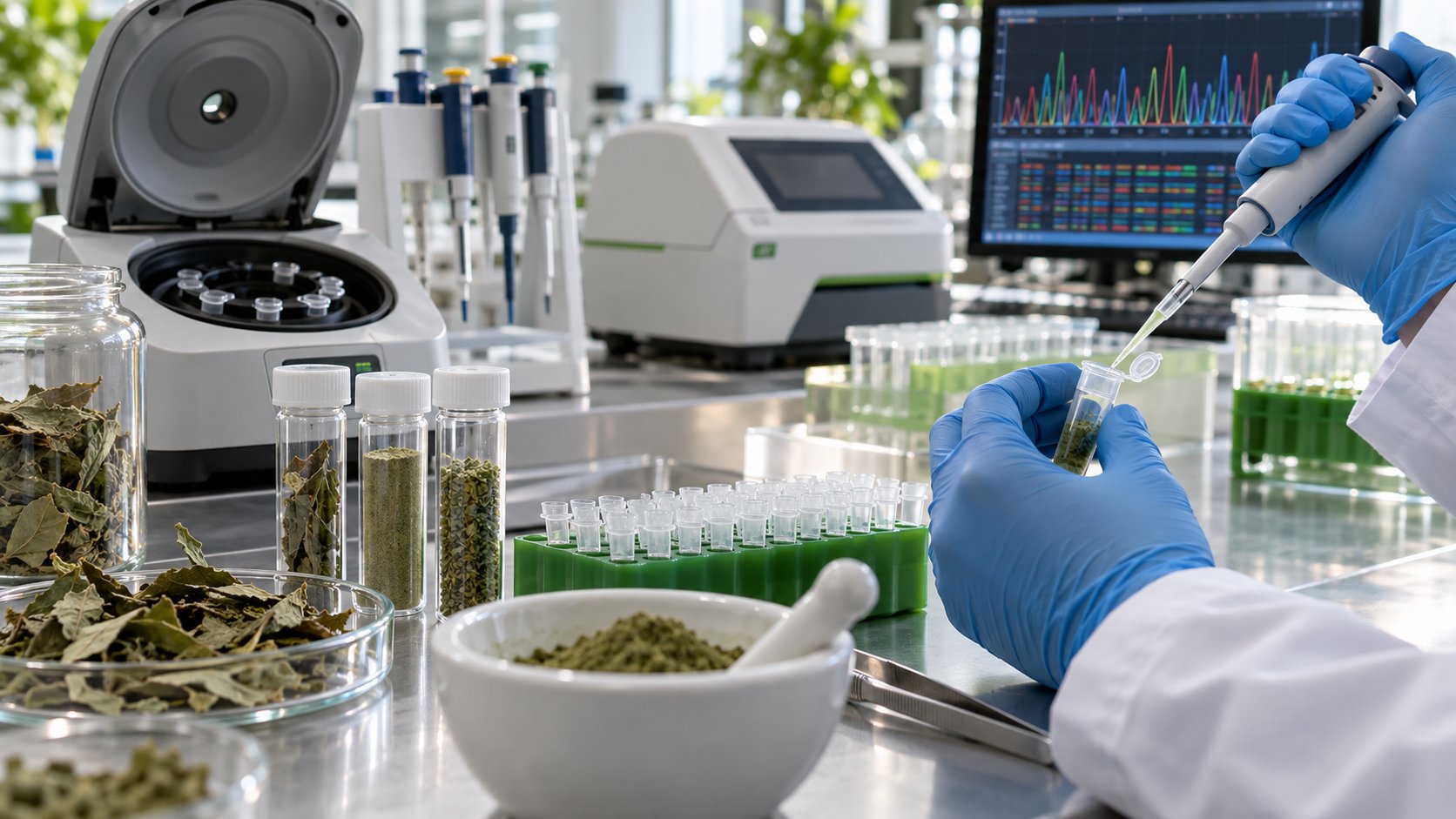 Identificazione botanica con estrazione del DNA e sequenziamento in un laboratorio di controllo qualità
