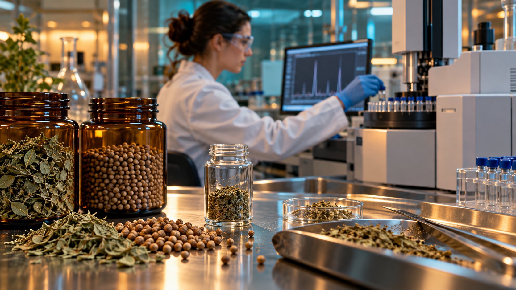 Erbe botaniche essiccate in campioni e analisi GC-MS/MS dei residui di ossido di etilene e 2-cloroetanolo