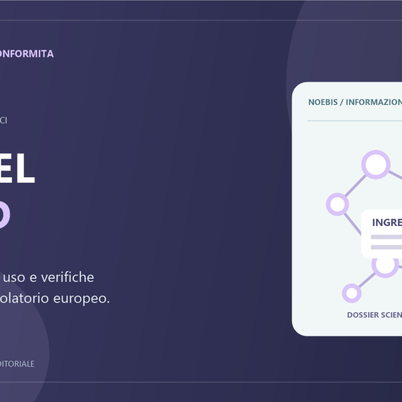 Infografica originale Noebis Pharma sul novel food: struttura molecolare, identità e dossier di verifica regolatoria